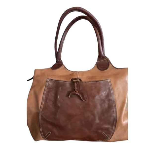 CONSTANZA ROTA 2 tone brown Leather hobo bag, oversized, pockets, top zip. - Picture 1 of 17